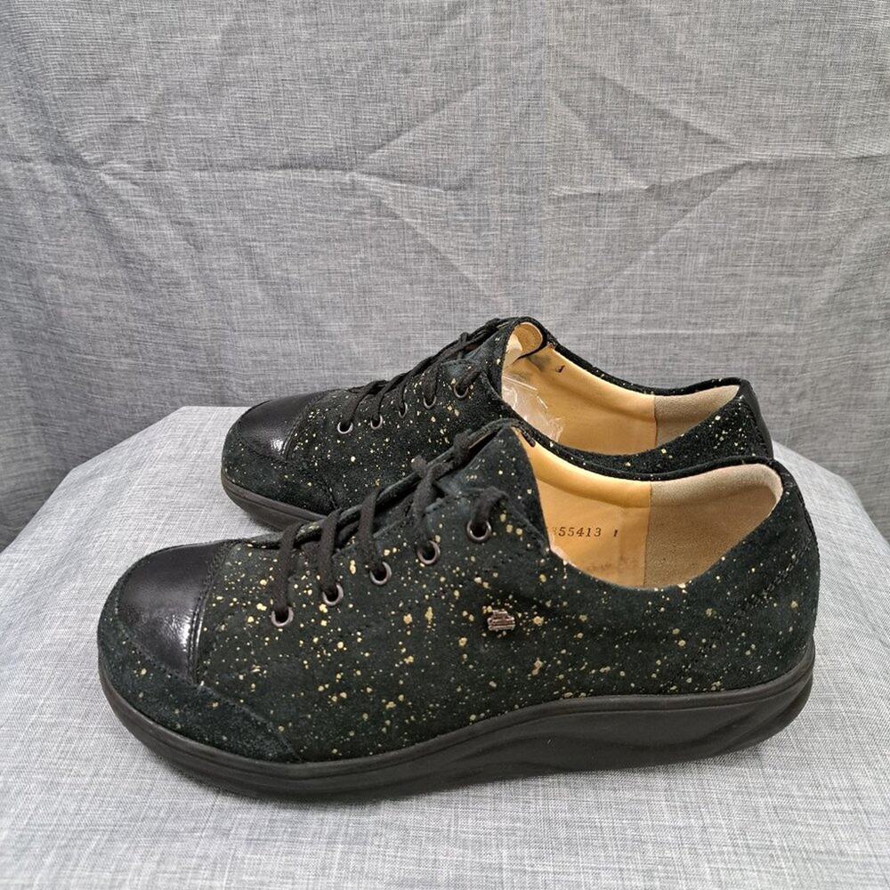 %Finn Comfort Ikebukuro Black Nubuck Glitter Sneaker Women's 7.5 / D10